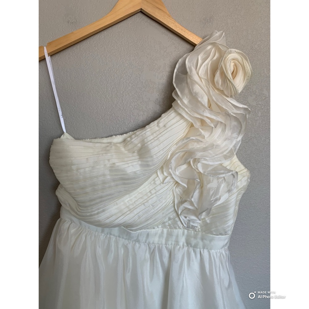 Lulus Large Lanelle Cream Ruffled One Shoulder Midi Dress NWOT Whimsical Tiered - Picture 5 of 17